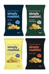 Simply Roasted: Mixed Case Sharer Bags | 3x Sea Salt, 3x Mature Cheddar & Red Onion, 3x Black Truffle, 3x Sea Salt & Cider Vinegar | 50% less fat roasted potato crisps (Box of 12 x 93g bags)