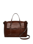 Radley The Chancery Leather Croc Effect Medium Flapover Grab Bag, Walnut