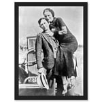 Clyde Barrow Gang Bonnie Parker Outlaw Criminal Photo Artwork Framed Wall Art Print A4