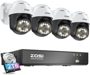 ZOSI 8CH 4K 2To NVR Kit Caméra de Surveillance PoE Détection IA Caméra PT 5MP