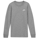 NIKE CZ1855-064 B NSW Tee LS EMB Futura Sweatshirt Men's DK Gray Heather/White XL