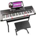 MAX KB5SET Keyboard digital piano-paket Premium set med 61-upplysta tangenter, MAX KB5SET Digital piano keyboard paket med stativ, pall och hörlurar