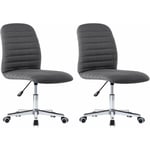 Décoshop26 - Lot de 2 chaises de salle à manger cuisine bureau sur roulettes gris foncé tissu CDS020545