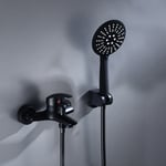 Mitigeur de douche avec douchette Robinet de douche noir Robinet de baignoire mural avec support et tuyau de douche 150cm pour salle de bain