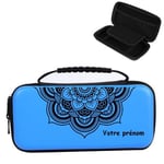 Etui pochette Switch LITE bleu personnalisee prenom mandala noir