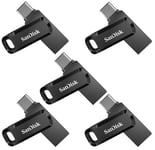 5PCS SanDisk USB-Clé USB 32GB Ultra Dual Drive Go Type C SDDDC3-032G-G46 (paquet de cinq)