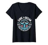 Womens Save The Ocean Keep The Sea Plastic Free Conservation V-Neck T-Shirt