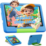 Tablette Enfants 10 Pouces Android 13,10 Go Ram+128 Go Rom,1 Tb Extensible,Ecran Ips 1080P,Tablette Educative Avec Contrôle Parental,Wifi,Tablette Pas Cher De 2-14 Ans,Kid-Proof Etui,Bleu