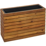 Jardinière sur pied HHG 578, bac à plantes Pot de fleurs Jardinière sur pied, carré 41x63x23cm Outdoor Acacia bois certifié mvg, brun