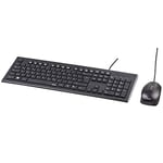 Hama Clavier et Souris filaires Cortino (Pack Kit Clavier Souris Filaire, Souris Optique 1000DPI, Clavier AZERTY FR, Pavé Numérique, pour PC, Laptop) Noir