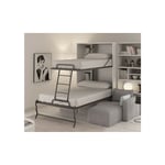 Les Tendances - Lit superposé escamotable 2 couchages 90x190 et 140x190 Verkali-2 matelas 90x190 et 140x190 cm-Façade Frêne 3D