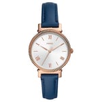 Fossil Montre pour Femmes Daisy 3 Hand, Mouvement à Quartz, Boîtier en Acier Inoxydable or Rose de 34 mm avec Bracelet en Cuir, ES4862