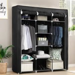 Wyctin - Hofuton Garde-Robe Transportable Armoire de Rangement Penderie en Tissu Intissé Noir - Type 2