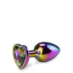 Rainbow heart jewel metal butt plug -  S