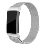 Fitbit Charge 3 luksus milanese ruostumaton teräs vaihto ranneke magneetilla - Hopea Hopea/Harmaa