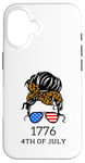 Coque pour iPhone 16 4 juillet 4 juillet avec imprimé guépard patriotique 2022