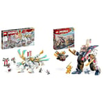 LEGO NINJAGO Zane’s Ice Dragon Creature 2in1 Dragon Toy to Action Figure Warrior, Model Building Kit & NINJAGO Sora's Transforming Mech Bike Racer, 2in1 Set with Transforming Mech Action Figure