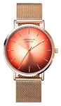 Montre Femme Orphelia Quartz- Affichage Analogique bracelet Acier Inoxydable Or Rose et Cadran Rouge OF714826