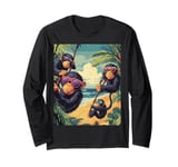 Funny Monkey Tropical Beach Summer Vacation Long Sleeve T-Shirt