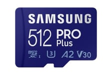 Micro Secure Digital SDXC 512 GB Samsung PRO Plus, 160/120 MB/sek, UHS-I U3 Class10 A2 V30