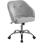 Yaheetech Chaise de Bureau Fauteuil Ergonomique Pivotante Dossier Inclinable à 360° en Velours avec Hauteur d'Assise Réglable pour la Maison/Le Bureau Gris Clair