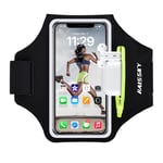 Brassard de Sport avec Airpods clé de Voiture Poche Zippée,Brassard de téléphone résistant à l'eau pour iPhone 15/14/14 Pro Max/13 Pro/12 Pro Max/XR/XS Smartphone Running Brassard 6.8" pour Jogging