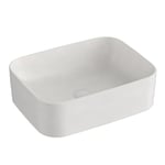 EMKE Lavabo à Poser Rectangulaire 50.5 × 38 × 15 cm, Lavabo pour WC Invités, Bassin à poser en céramique pour lavabo, lavabo de salle de bain,Blanc Mat