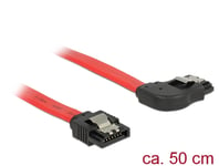 DELOCK – SATA cable, 0.5m, 6Gb/s, locking clip, angled right - straight, 26 AWG (83969)