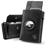 Airtag Portefeuille pour homme avec compartiment à monnaie I MagSnap Étui pour cartes pour homme I Smart Airtag Wallet pour 10+ cartes I Portefeuille pour homme avec protection RFID (Carbone)