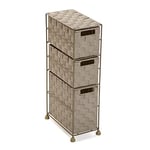 Versa Mannheim Armoire de Salle de Bain, Commode Organisation, Caisson à tiroirs avec 3 tiroirs pour Organiser, Rangement Moderne, Dimensions (H x l x L) 57 x 28 x 15,5 cm, Nylon, Couleur: Beige