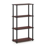 Furinno Turn-N-Tube 4-Tier Multipurpose Shelf Display Rack with Round Tubes, Dark Cherry/Black