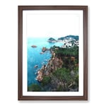 Big Box Art View of The Coasta Brava in Spain Painting Framed Wall Art Picture Print Ready to Hang, Walnut A2 (62 x 45 cm)