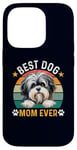 Coque pour iPhone 14 Pro Meilleure mère de chien Lowchen de tous les temps, propriétaire et amante de chiens amusants et rétro