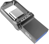 Clé Usb Type C 128Go Usb 3.0 Otg Mini Clef Usb 128 Go Usb 3.0 En Métal Étanche, Cle Usb Flash Drive 2 En 1 Pour Pc Dell Xps Et Android Type C Smartphones (Xiaomi Oneplus), Noir[Q208]