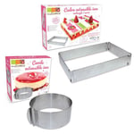 2 cadres pâtisserie extensibles - cercle & rectangle Scrapcooking