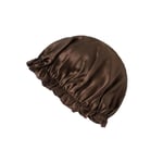 100 % Mulberry Silk Sleep Cap naisille, Pehmeä päähuivi nukkumiseen kahvia M