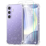 YIRSUR Glitter Case Compatible with Samsung Galaxy S24 Plus with 2 Pack Screen Protector, Glitter Air Cushion Soft TPU Bumper Anti-Scratch Shockproof Sparkly Cover for Samsung Galaxy S24 Plus