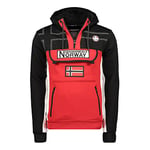 Geographical Norway - Sweat à Capuche Homme à Manches Longues Fitakol Noir/Rouge Taille S, noir/rouge, S