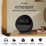 All-new Echo Spot 2024 release, Smart alarm clock with vibrant sound + Alexa,