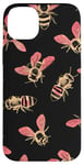 Coque pour iPhone 14 Plus Accessoire pour téléphone sur le thème des abeilles roses et noires