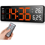 Drillpro - 2 en 1 Réveil + Station Météo horloge murale numérique Météo Grand écran led avec télécommande luminosité automatique,température