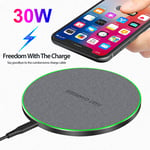 30W Fast Wireless Charger Charging Pad Mat For iPhone 15 14 Google Pixel 7 8 Pro