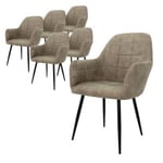 Lot de 6 chaises de salle à manger simili olive avec dossier accoudoirs