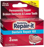 Dentemp Repair-it Emergency Dental Repair Kit  Broken Cracked Dentures 3 Repairs