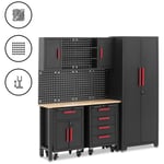 Armoire de garage - modulable - plan de travail de 132 x 42,7 x 2,5 cm - paroi p