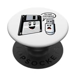 Disquette vers clé USB 90s 00s Ordinateur Drôle Geek Joke PopSockets PopGrip Adhésif