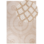 Tapis Beige et Blanc en Jute 160 x 230 cm à Motif Circulaire Poil Ras Salon Ari