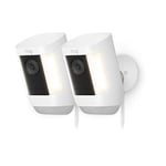 Ring Spotlight Cam Pro Plug-In | Outdoor Security Camera 1080p HDR Video, 3D Motion Detection, Bird's-Eye View, LED Spotlights, alternative to CCTV | 2 Cameras