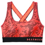 Under Armour BH Mid Crossback Print Sports Bra Röd Mönstrad polyester Small Dam