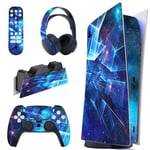 playvital Multidimensional Galaxy Full Set Skin Decal for ps5 Console Digital Edition, Sticker Vinyl Decal Cover for ps5 Controller & Charging Station & Headset & Media Remote